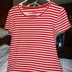 Red and White Striped Women's TopNew Directions Size XL